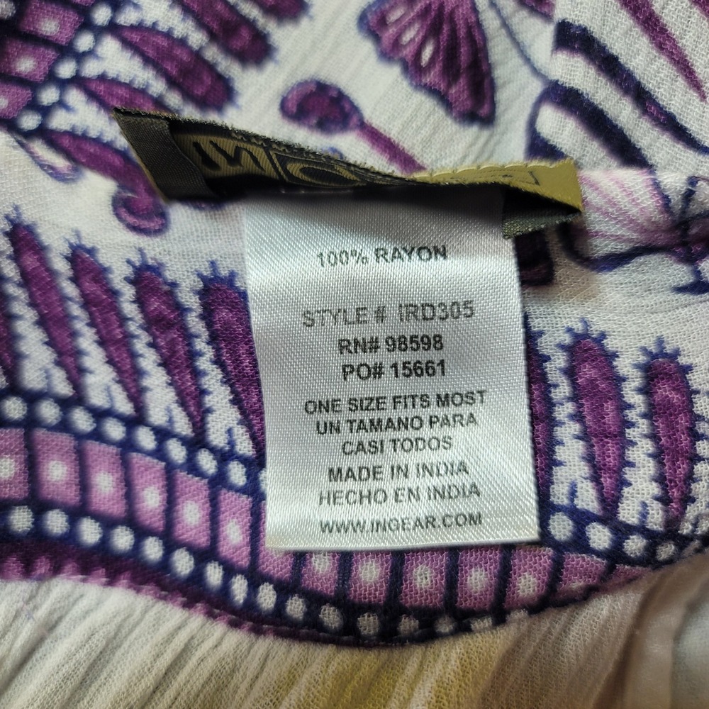In Gear Women Purple White Dashiki Print Rayon Cover Up Mini Dress IRD305 OSFM - Picture 6 of 10